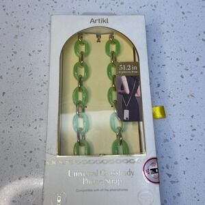 Artikl Universal Crossbody Phone Strap Green Mint Gold Chain 51.2in NIB
